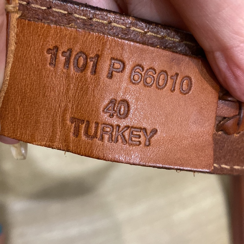 Vintage Leather Belt Made in Turkey \ Solid Brass Buckle and Embellishments - Picture 4 of 6